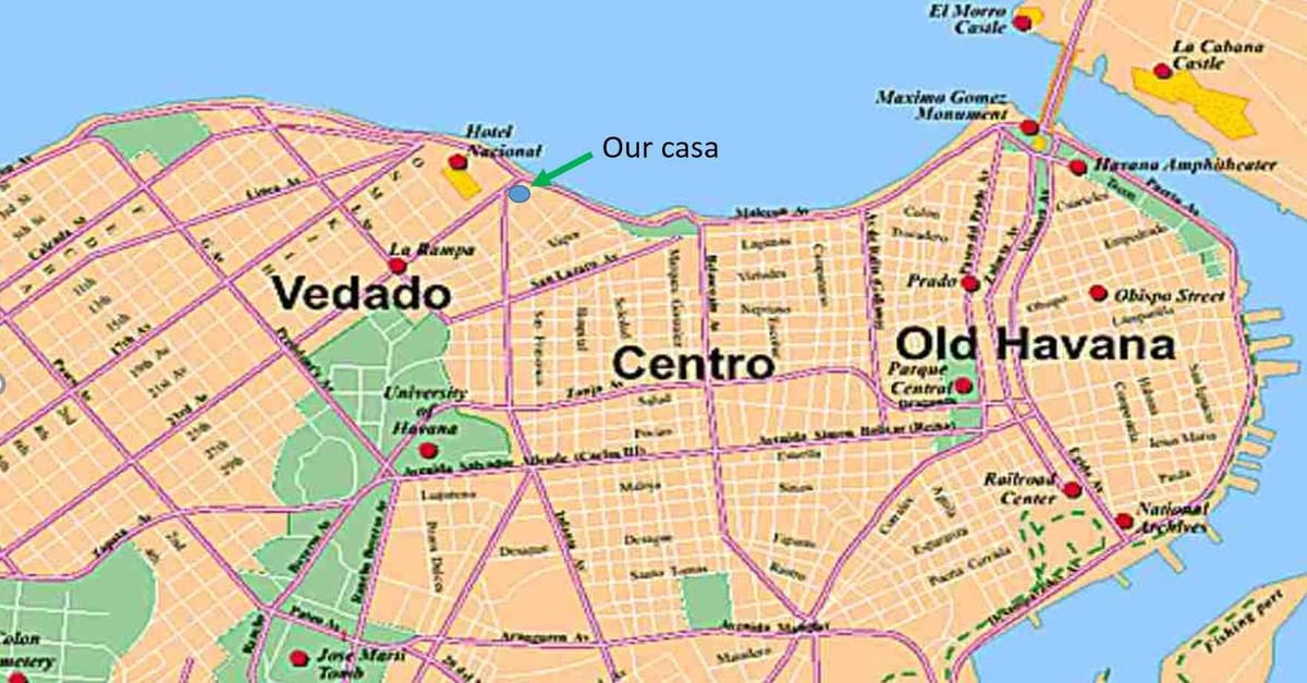 map of Havana Cuba neighborhood